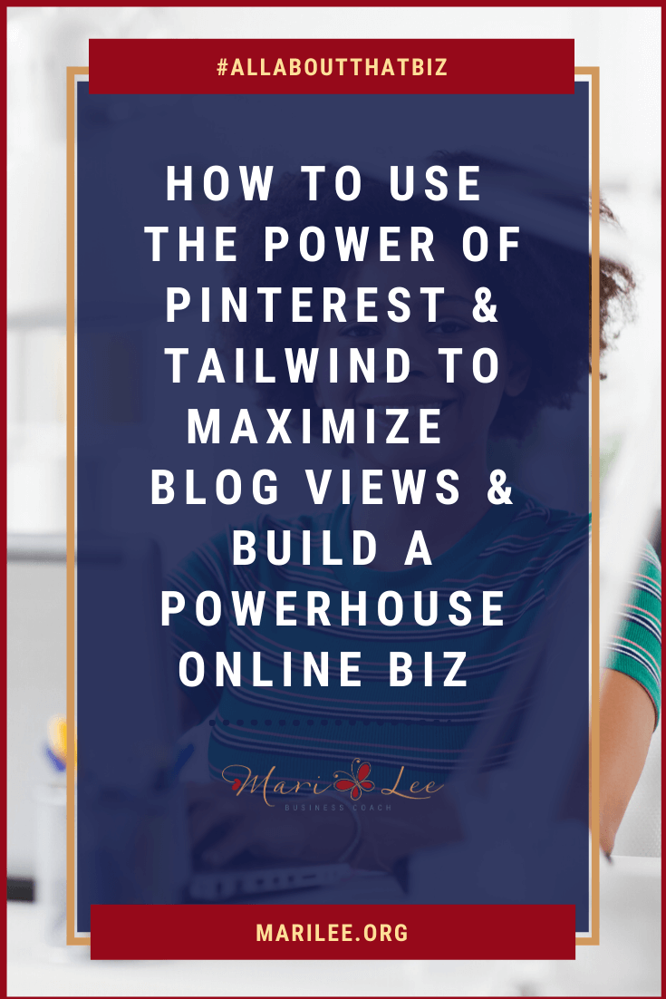Grow Blog Using Pinterest & Tailwind Black woman sitting in home office working on her laptop.